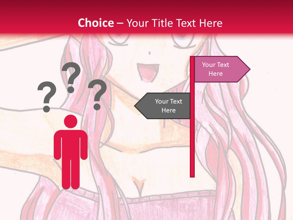 A Drawing Of A Girl With Long Pink Hair PowerPoint Template