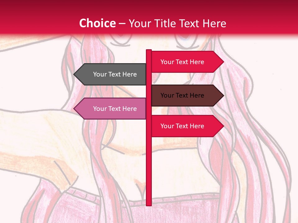 A Drawing Of A Girl With Long Pink Hair PowerPoint Template