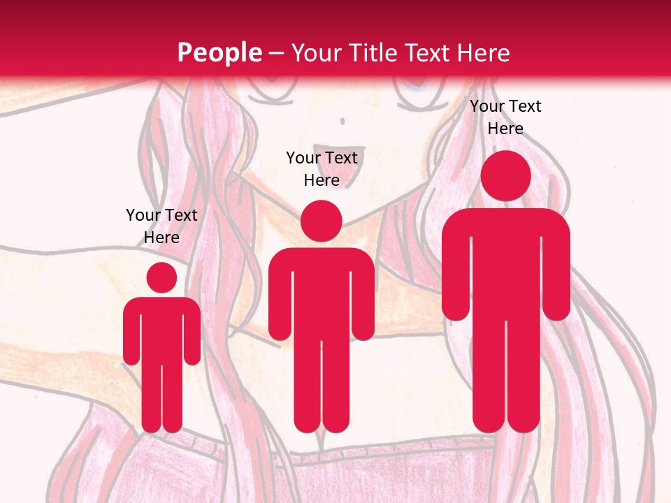 A Drawing Of A Girl With Long Pink Hair PowerPoint Template