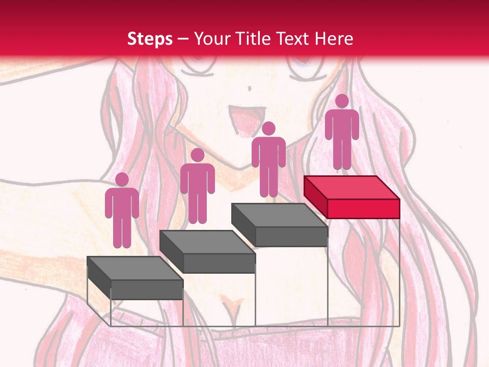 A Drawing Of A Girl With Long Pink Hair PowerPoint Template