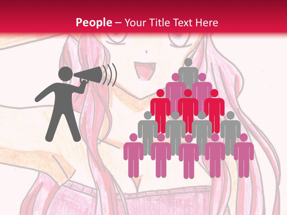 A Drawing Of A Girl With Long Pink Hair PowerPoint Template