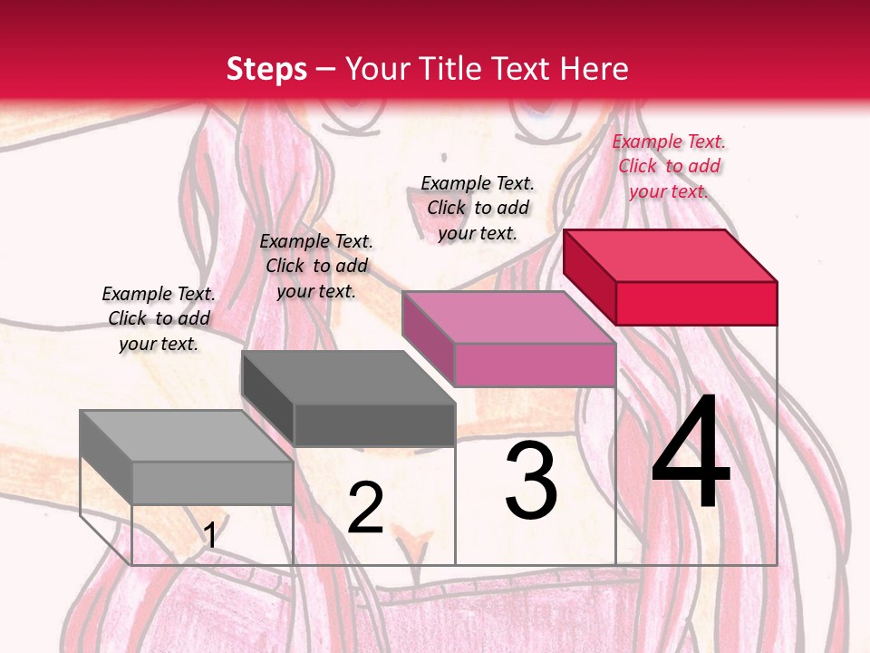 A Drawing Of A Girl With Long Pink Hair PowerPoint Template
