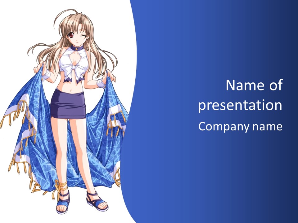 A Woman In A Skirt With A Blue Blanket On Her Back PowerPoint Template
