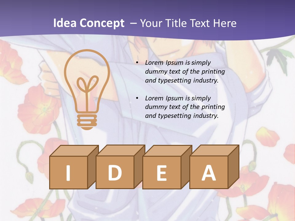 A Man And A Woman Hugging In Front Of Flowers PowerPoint Template