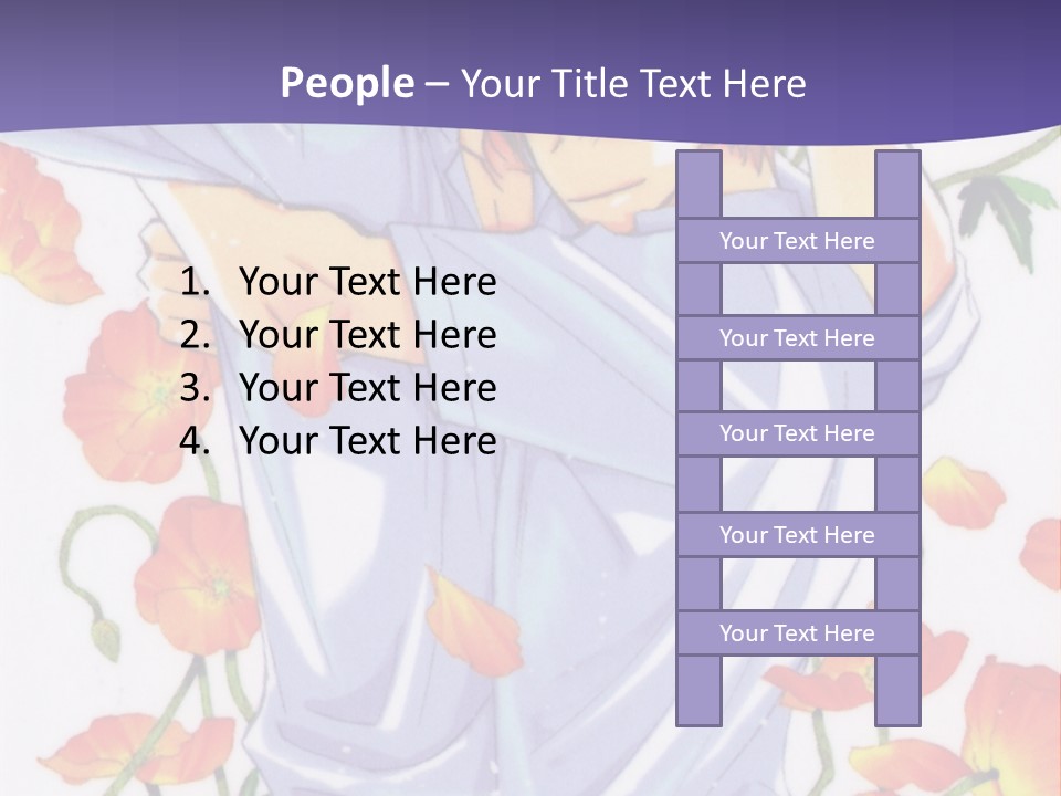 A Man And A Woman Hugging In Front Of Flowers PowerPoint Template