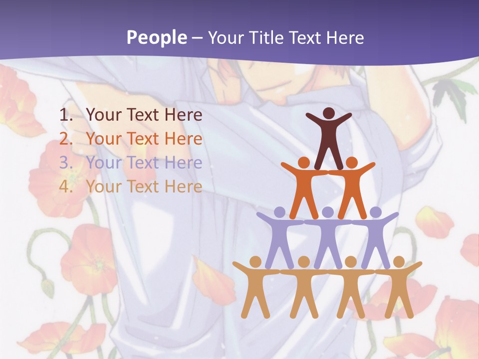 A Man And A Woman Hugging In Front Of Flowers PowerPoint Template