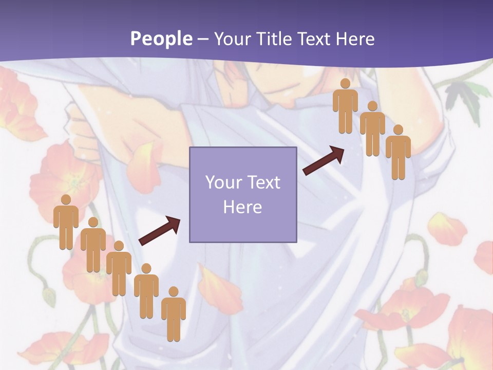 A Man And A Woman Hugging In Front Of Flowers PowerPoint Template