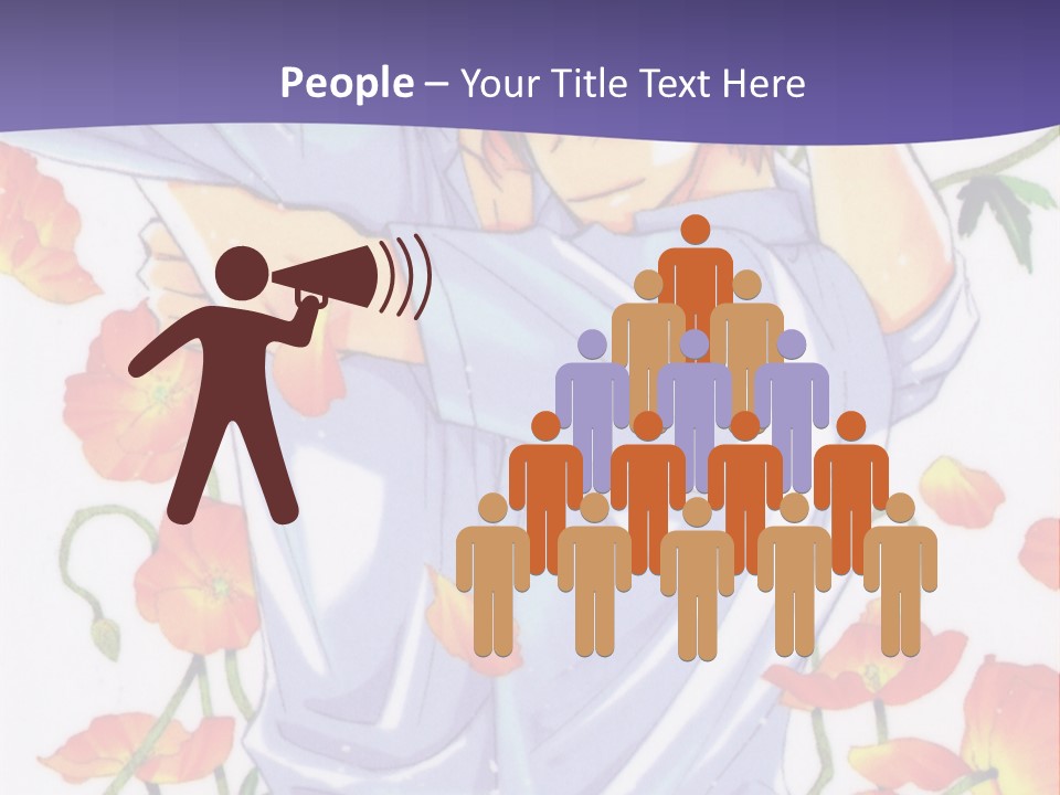 A Man And A Woman Hugging In Front Of Flowers PowerPoint Template