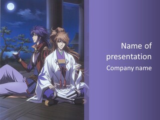 A Couple Of Anime Characters Sitting On The Ground PowerPoint Template