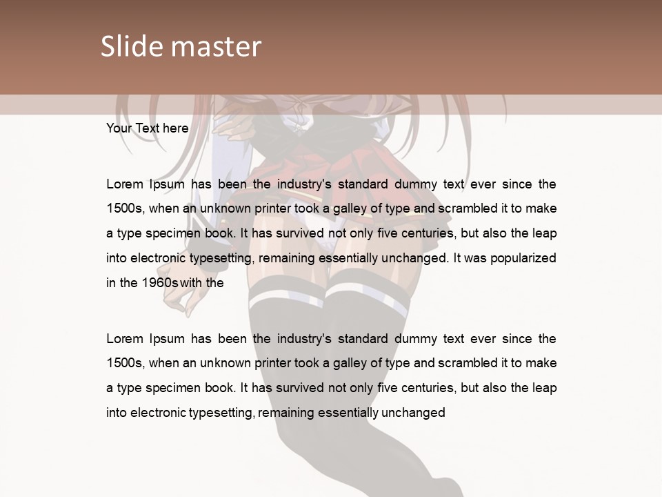 A Woman With Red Hair And Black Stockings Is Standing In Front Of A White Background PowerPoint Template