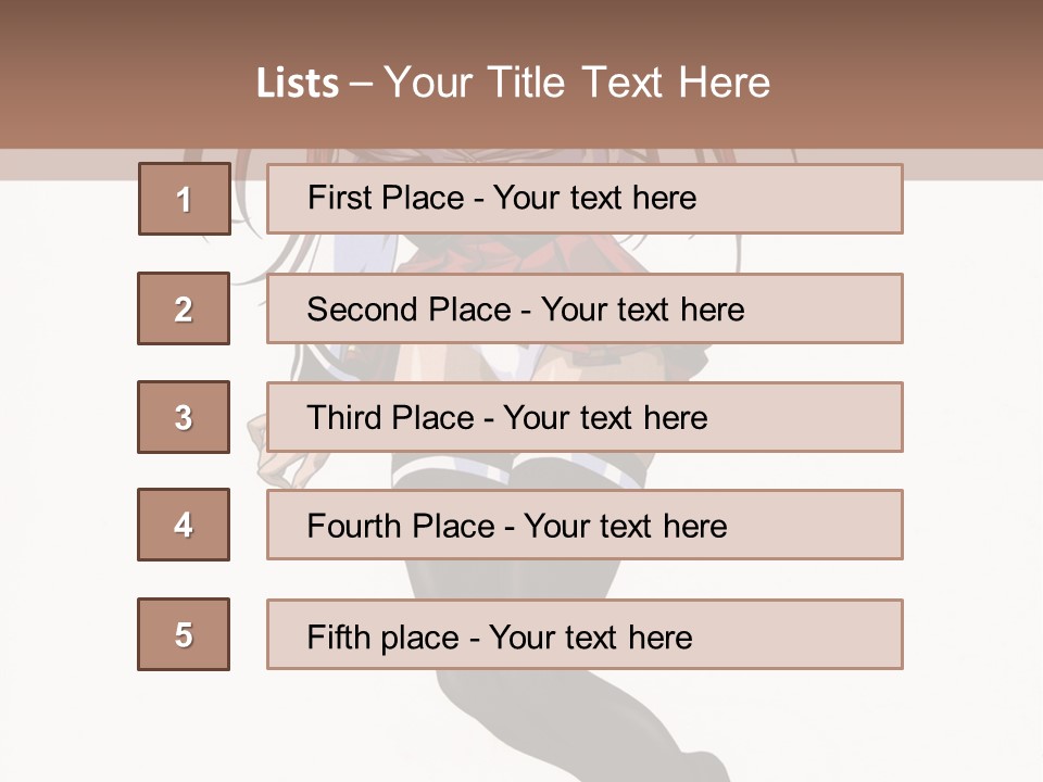 A Woman With Red Hair And Black Stockings Is Standing In Front Of A White Background PowerPoint Template