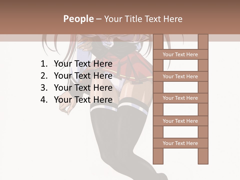 A Woman With Red Hair And Black Stockings Is Standing In Front Of A White Background PowerPoint Template