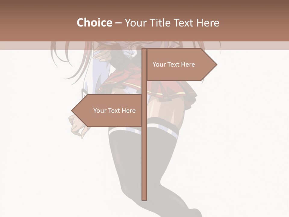 A Woman With Red Hair And Black Stockings Is Standing In Front Of A White Background PowerPoint Template