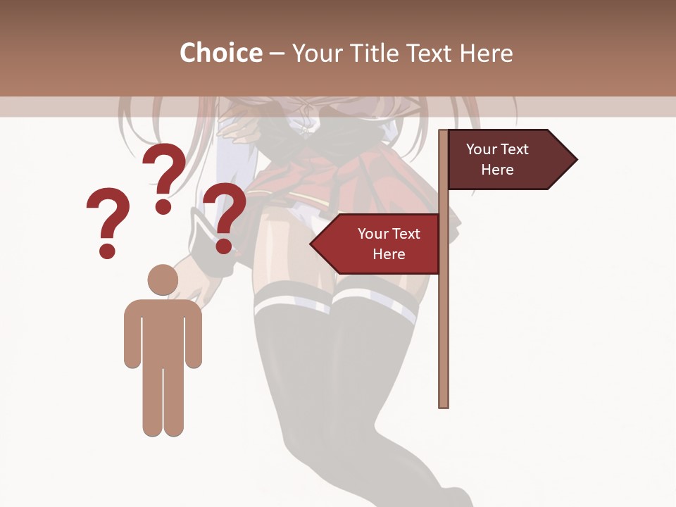 A Woman With Red Hair And Black Stockings Is Standing In Front Of A White Background PowerPoint Template