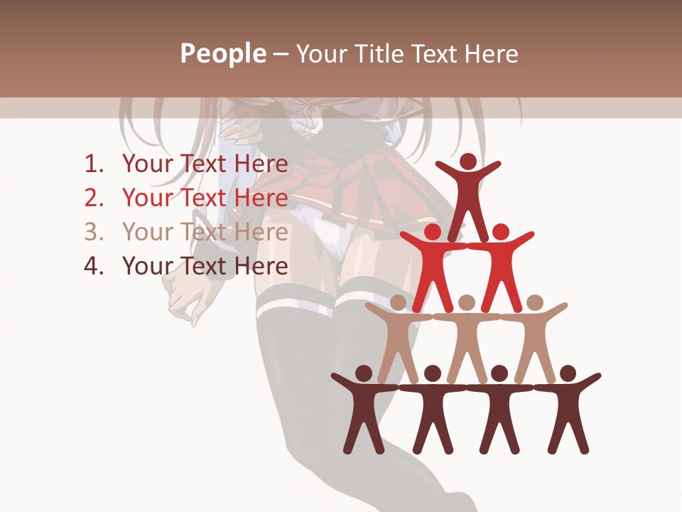 A Woman With Red Hair And Black Stockings Is Standing In Front Of A White Background PowerPoint Template