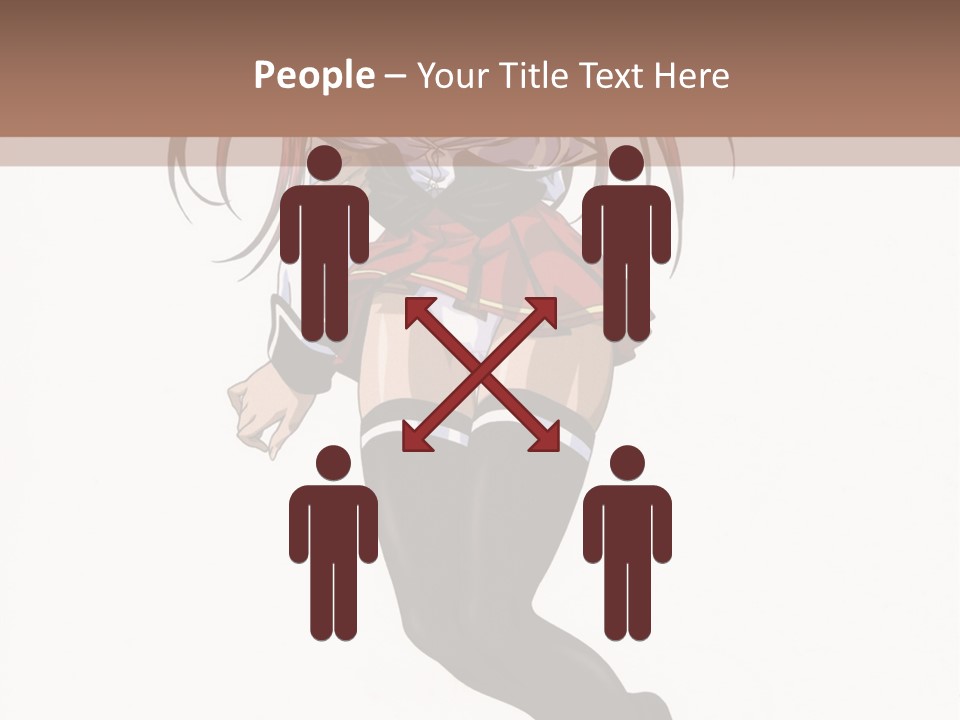 A Woman With Red Hair And Black Stockings Is Standing In Front Of A White Background PowerPoint Template