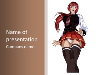 A Girl With Red Hair Is Standing In Front Of A Brown Background PowerPoint Template
