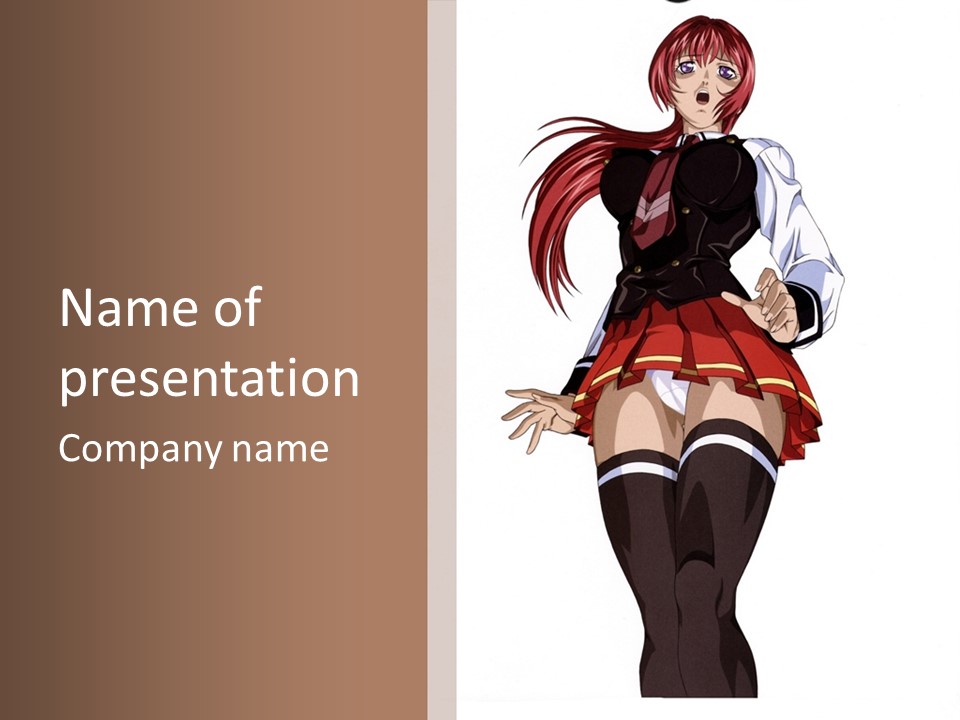 A Girl With Red Hair Is Standing In Front Of A Brown Background PowerPoint Template