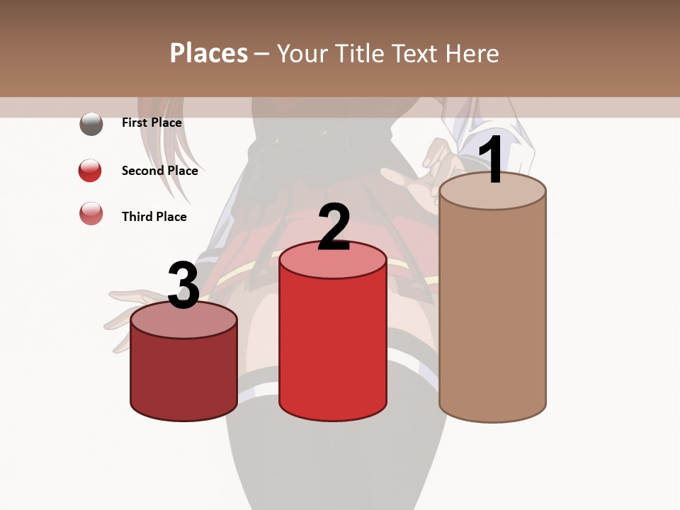 A Girl With Red Hair Is Standing In Front Of A Brown Background PowerPoint Template