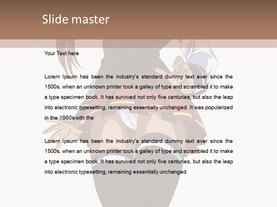 A Girl With Red Hair Is Standing In Front Of A Brown Background PowerPoint Template