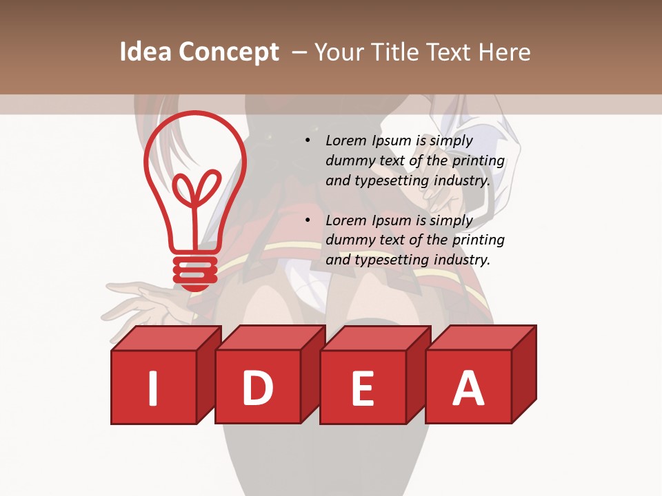 A Girl With Red Hair Is Standing In Front Of A Brown Background PowerPoint Template