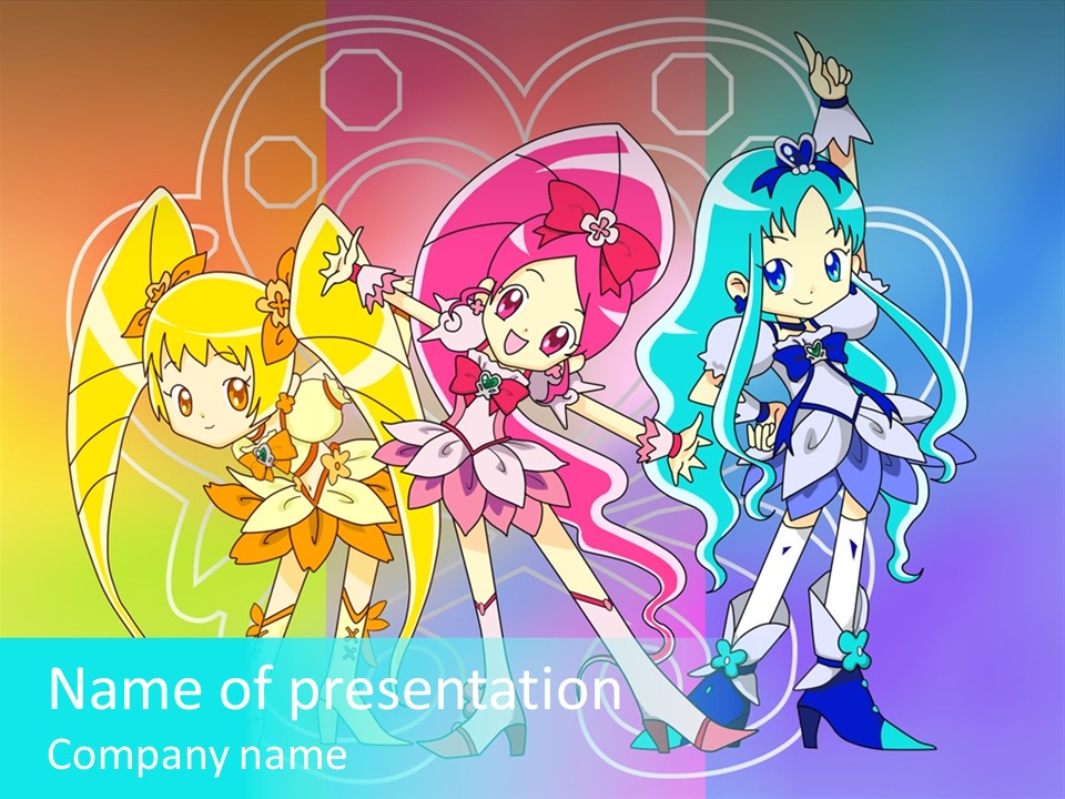 A Group Of Cartoon Characters With A Colorful Background PowerPoint Template