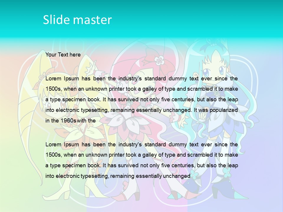 A Group Of Cartoon Characters With A Colorful Background PowerPoint Template