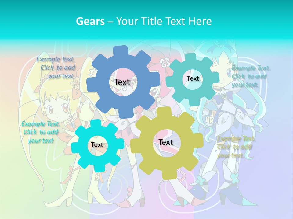 A Group Of Cartoon Characters With A Colorful Background PowerPoint Template