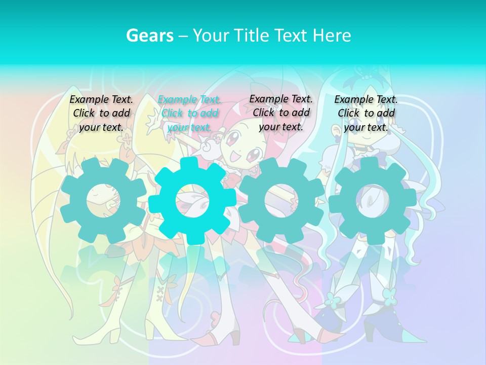 A Group Of Cartoon Characters With A Colorful Background PowerPoint Template