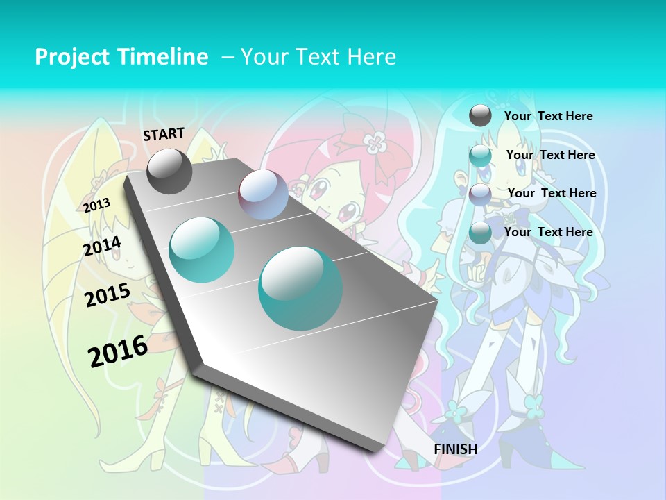 A Group Of Cartoon Characters With A Colorful Background PowerPoint Template