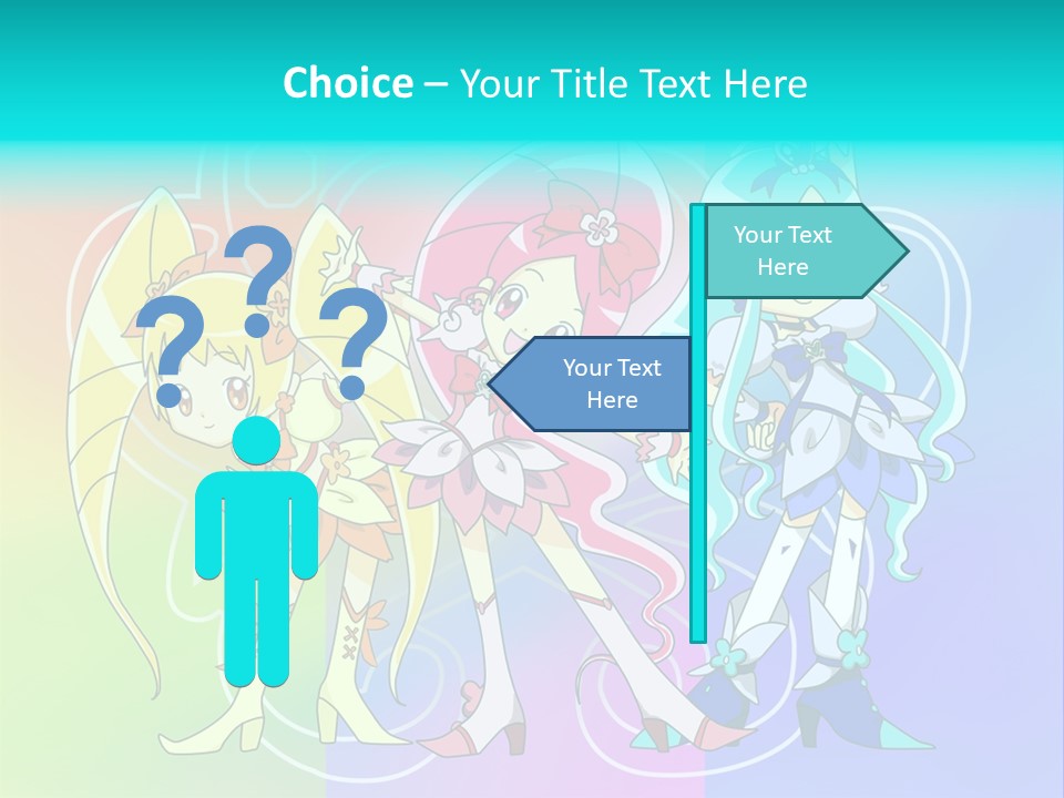 A Group Of Cartoon Characters With A Colorful Background PowerPoint Template