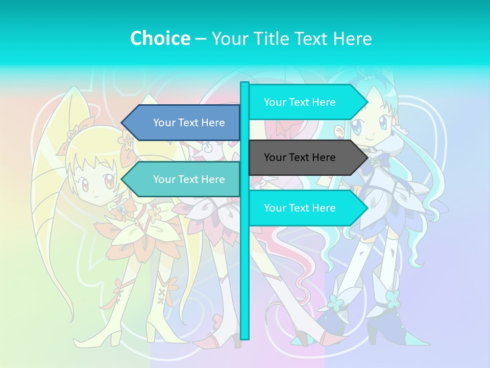 A Group Of Cartoon Characters With A Colorful Background PowerPoint Template