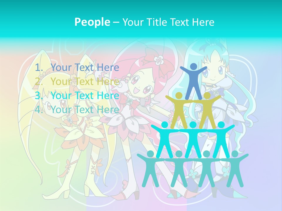 A Group Of Cartoon Characters With A Colorful Background PowerPoint Template