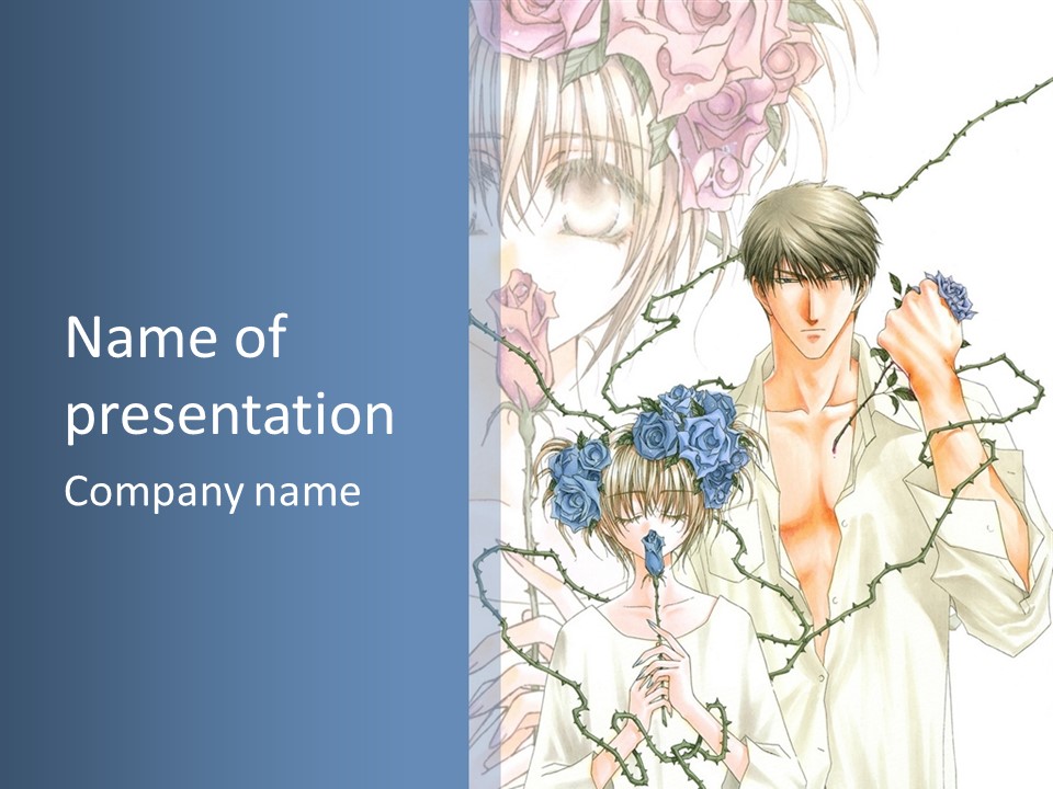 A Man And A Woman Holding Flowers Powerpoint Template PowerPoint Template