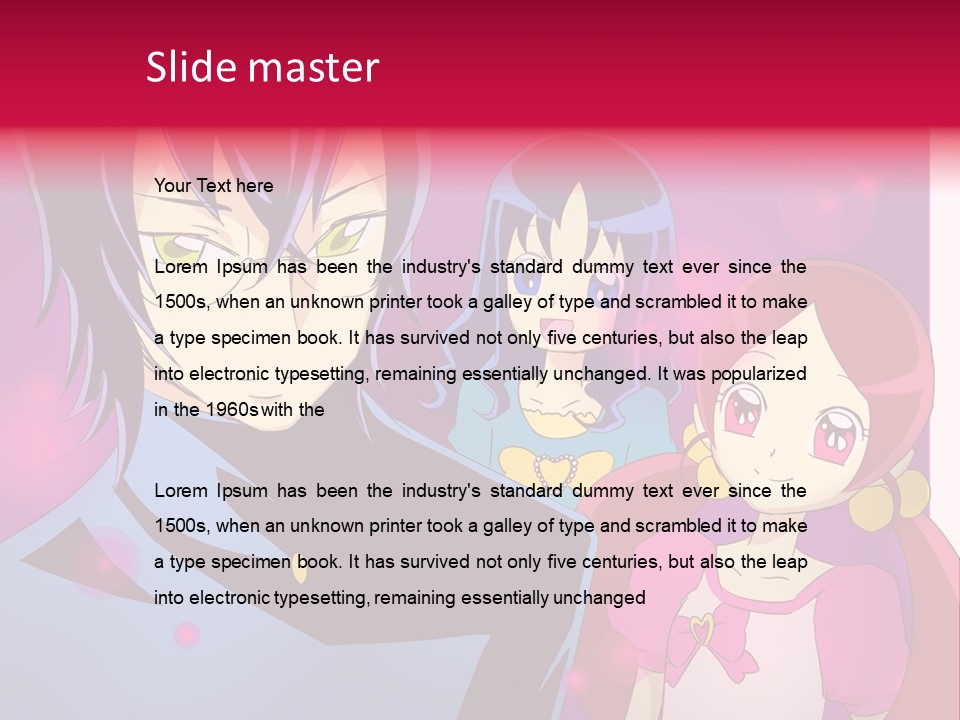 A Group Of Anime Characters With A Purple Background PowerPoint Template