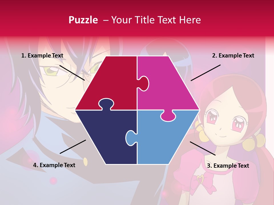 A Group Of Anime Characters With A Purple Background PowerPoint Template