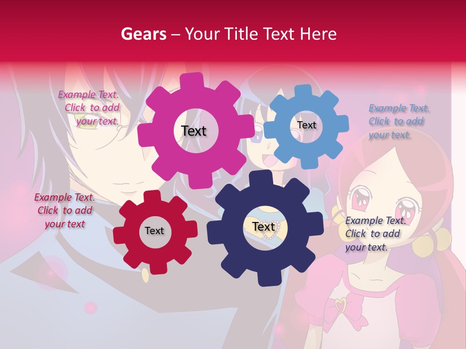 A Group Of Anime Characters With A Purple Background PowerPoint Template