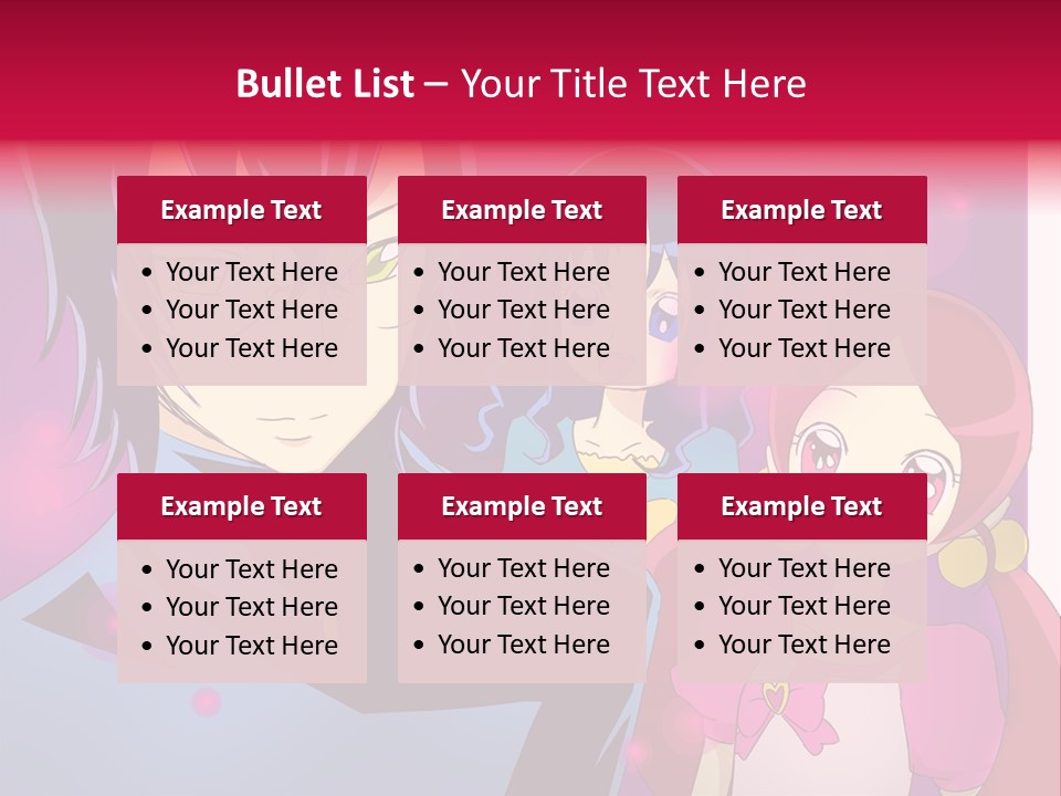 A Group Of Anime Characters With A Purple Background PowerPoint Template