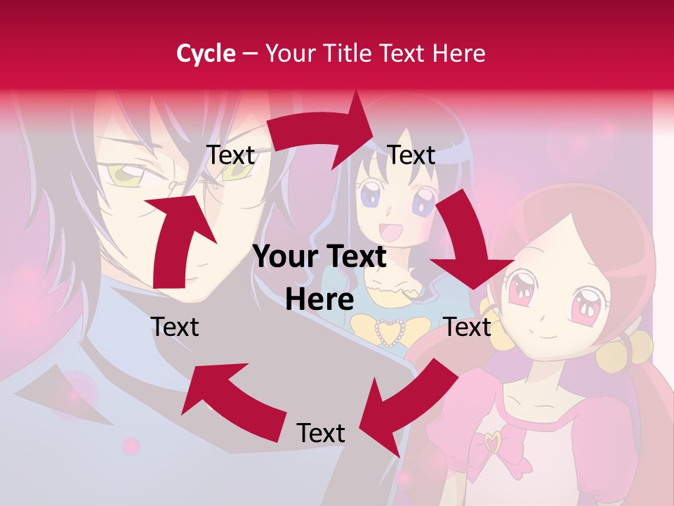 A Group Of Anime Characters With A Purple Background PowerPoint Template