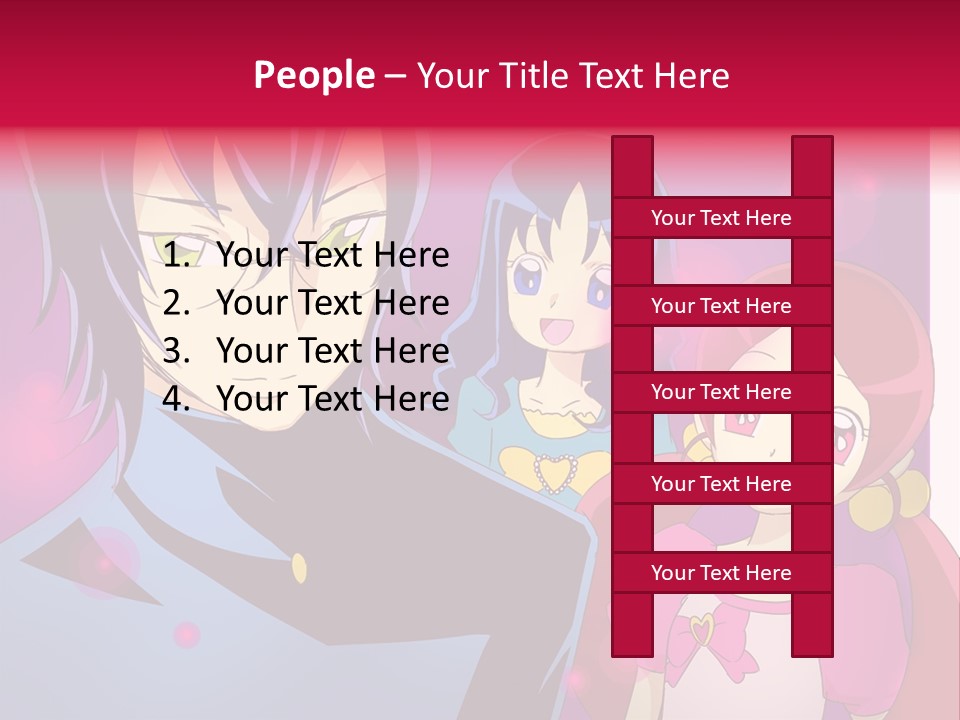 A Group Of Anime Characters With A Purple Background PowerPoint Template