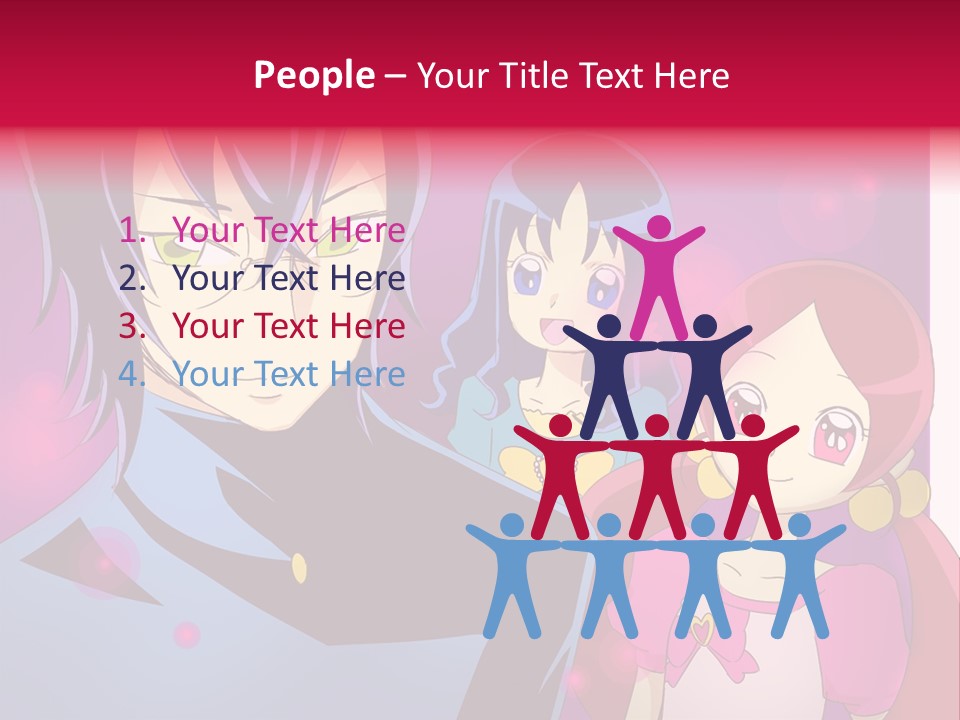A Group Of Anime Characters With A Purple Background PowerPoint Template