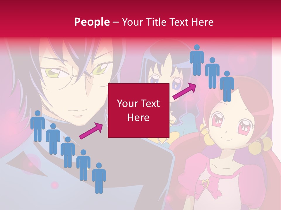 A Group Of Anime Characters With A Purple Background PowerPoint Template