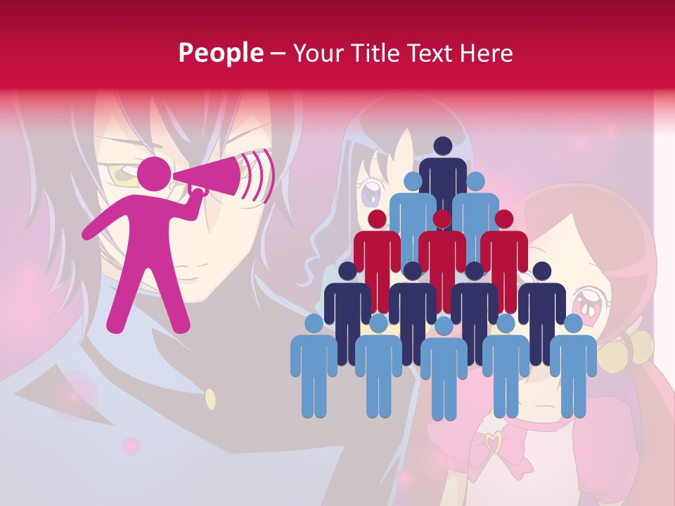 A Group Of Anime Characters With A Purple Background PowerPoint Template