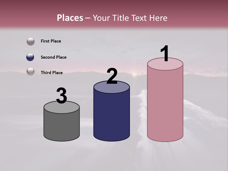 A Snowy Landscape With A Sunset In The Background PowerPoint Template