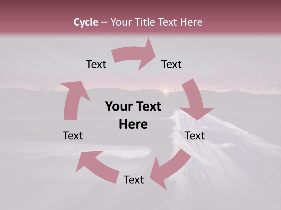 A Snowy Landscape With A Sunset In The Background PowerPoint Template