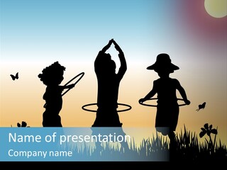 Girls Playing Hula Hoops PowerPoint Template