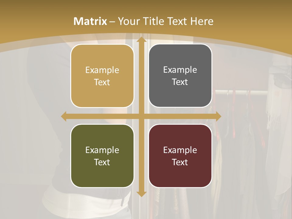 Young Woman Standing At Wardrobe. She Thinking What Get Dressed. PowerPoint Template