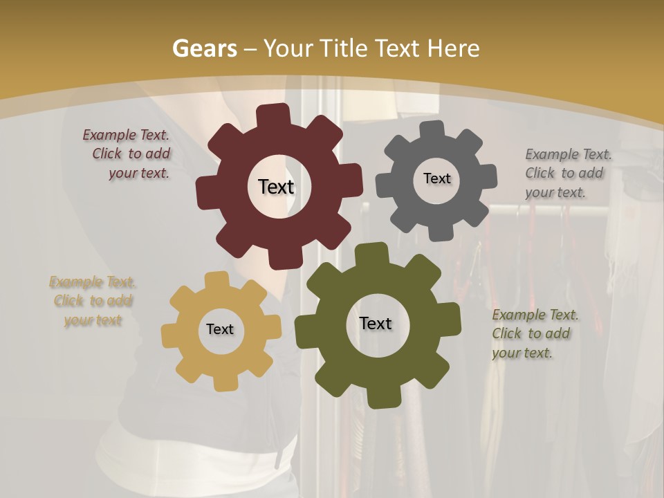 Young Woman Standing At Wardrobe. She Thinking What Get Dressed. PowerPoint Template