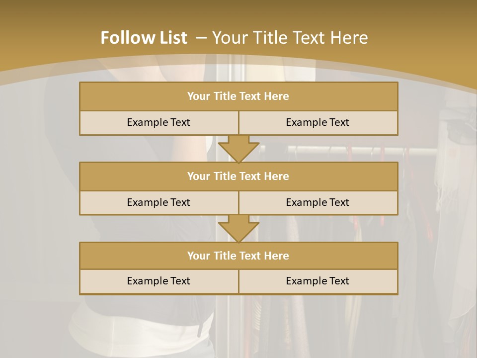 Young Woman Standing At Wardrobe. She Thinking What Get Dressed. PowerPoint Template