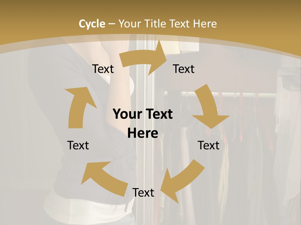 Young Woman Standing At Wardrobe. She Thinking What Get Dressed. PowerPoint Template